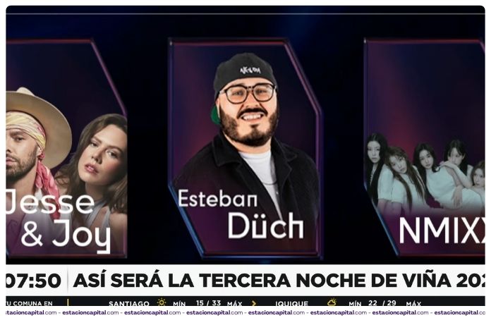 Jesse & Joy, Esteban Düch y NMIXX en la tercera noche del Festival de Viña 2026 en la Quinta Vergara